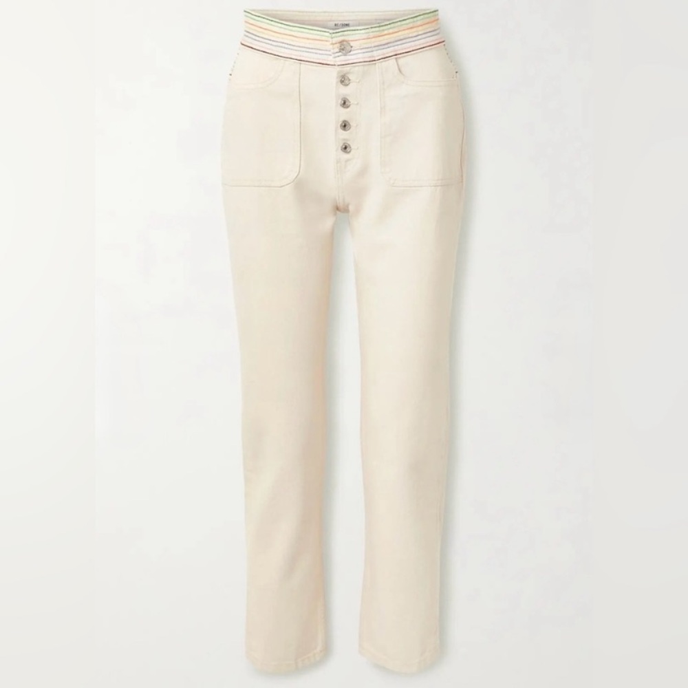 RE/DONE x Blanca Miró Stove Pipe Rainbow Waist Jeans Ecru Sz 30